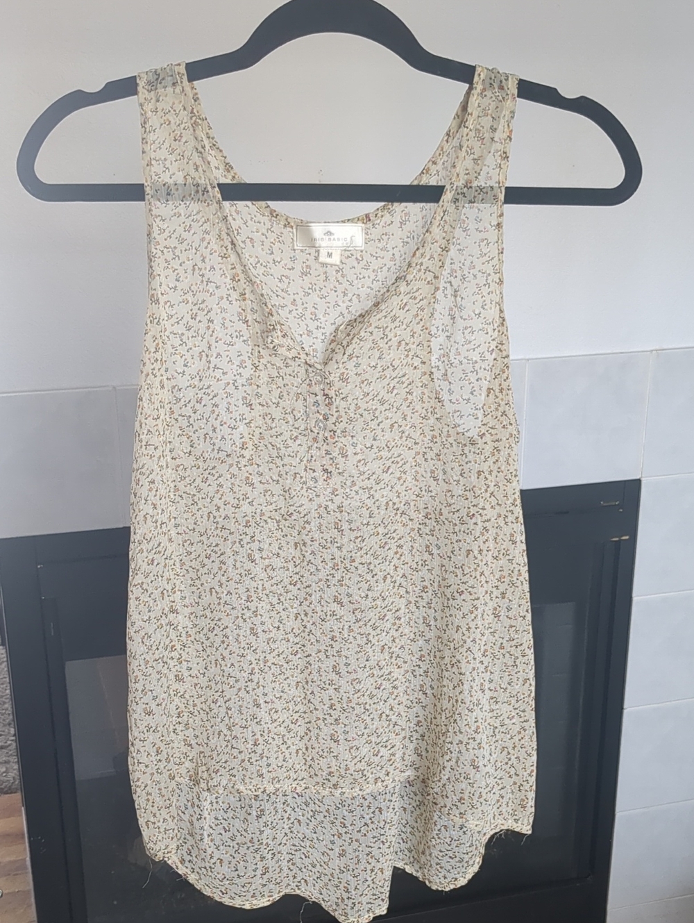 Iris Basic Cream Floral Sleeveless Chiffon Camisole